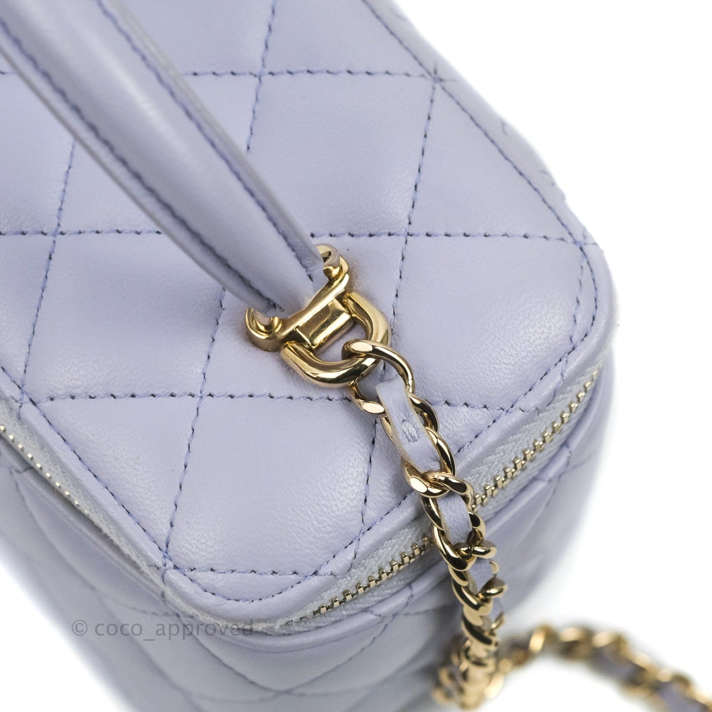 Chanel Vanity Rectangular Top Handle Lilac Lambskin Gold Hardware