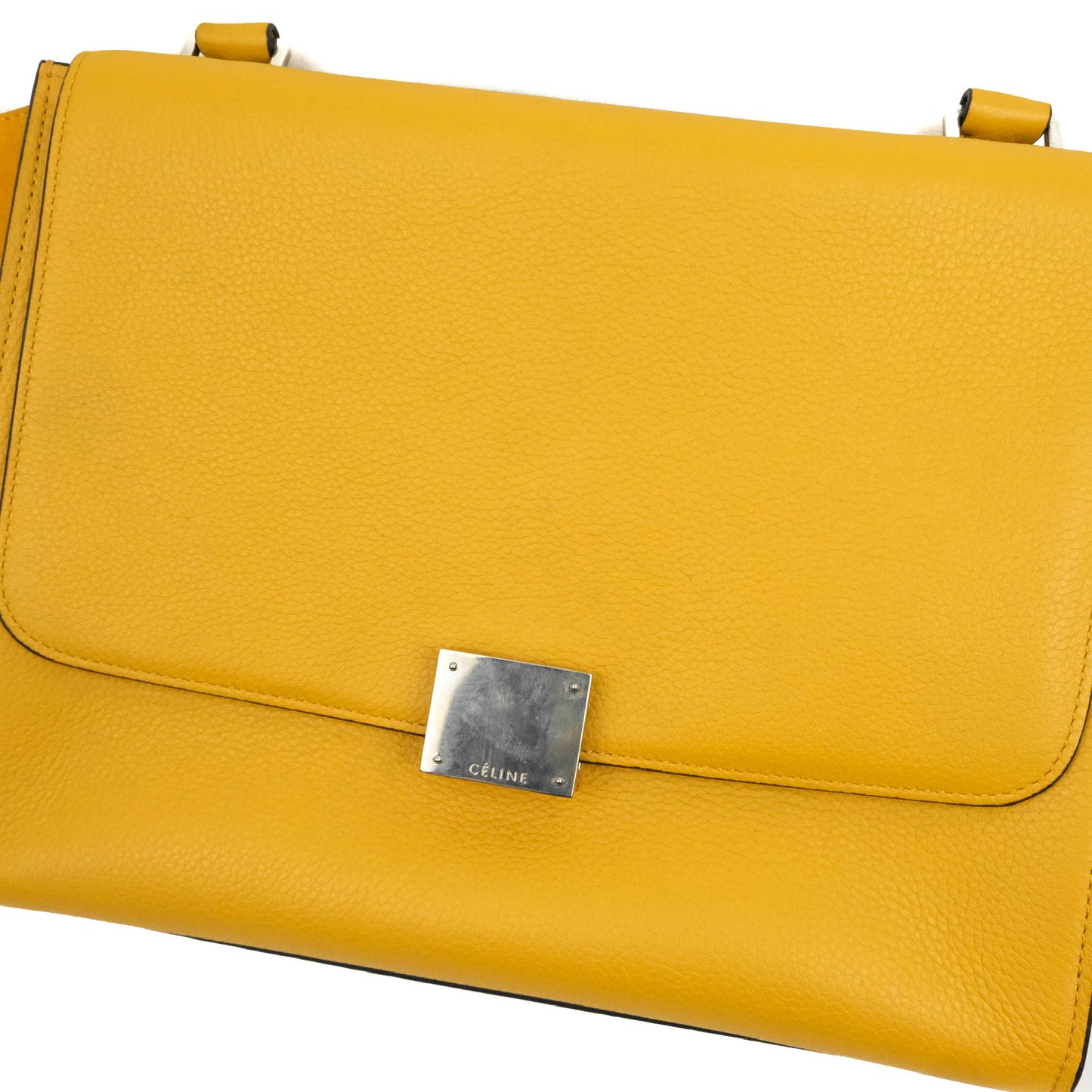 Celine Small Trapeze Bag Mustard Yellow Grained Calfskin