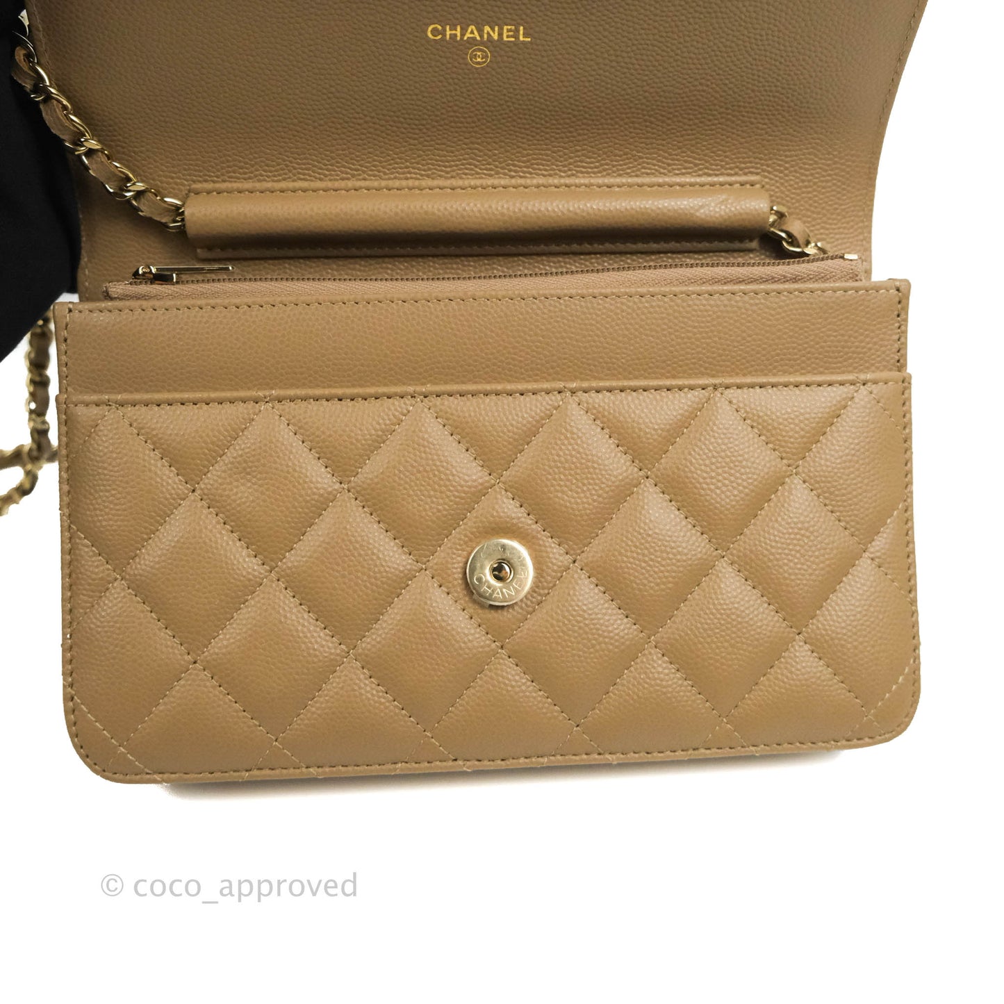 Chanel Quilted Classic WOC Dark Beige Caviar Gold Hardware
