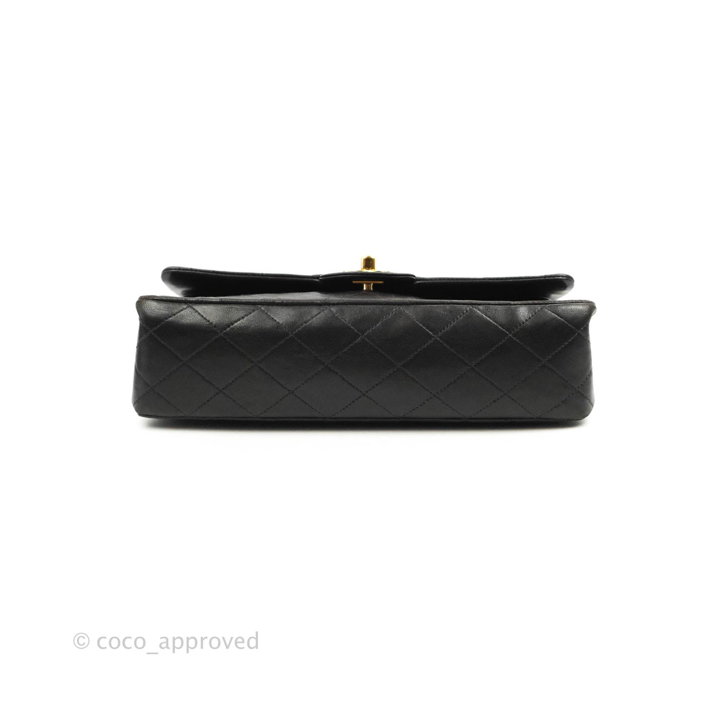 Chanel Vintage M/L Medium Double Flap Bag Black Lambskin 24K Gold Hardware