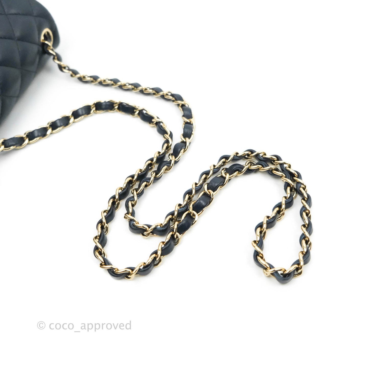 Chanel Quilted Mini Square Navy Lambskin Gold Hardware