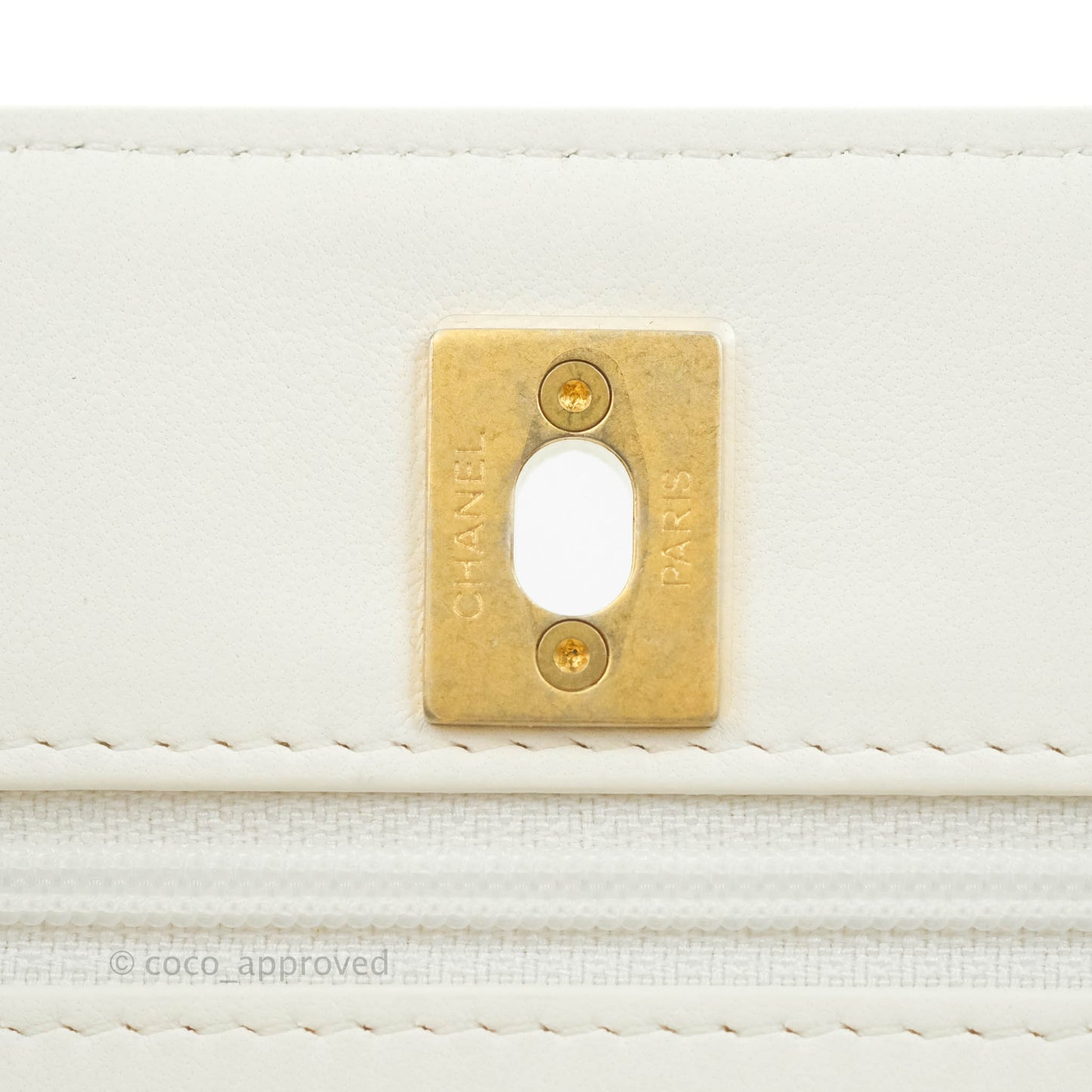 Chanel Quilted Pearl Crush Wallet on Chain WOC White Lambskin Aged Gold Hardware