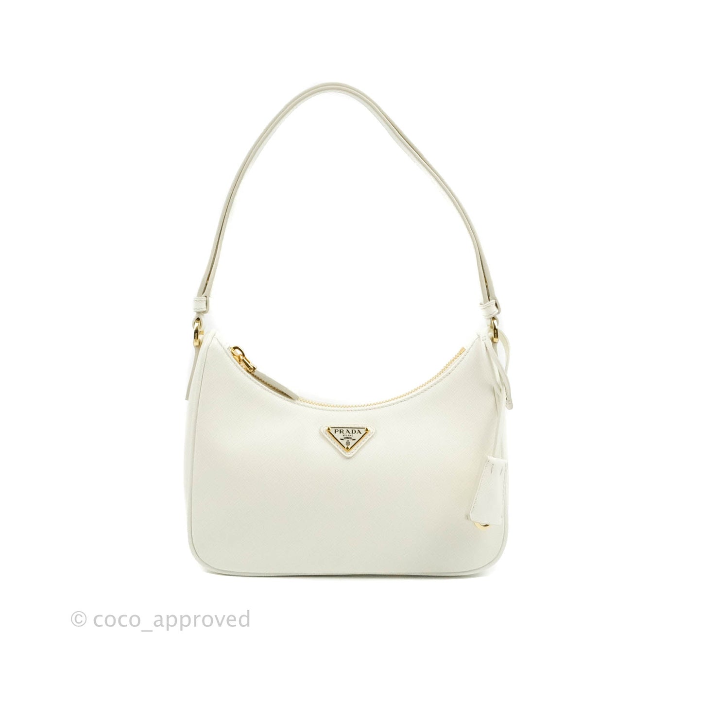 Prada Saffiano Leather Mini Bag White Gold Hardware