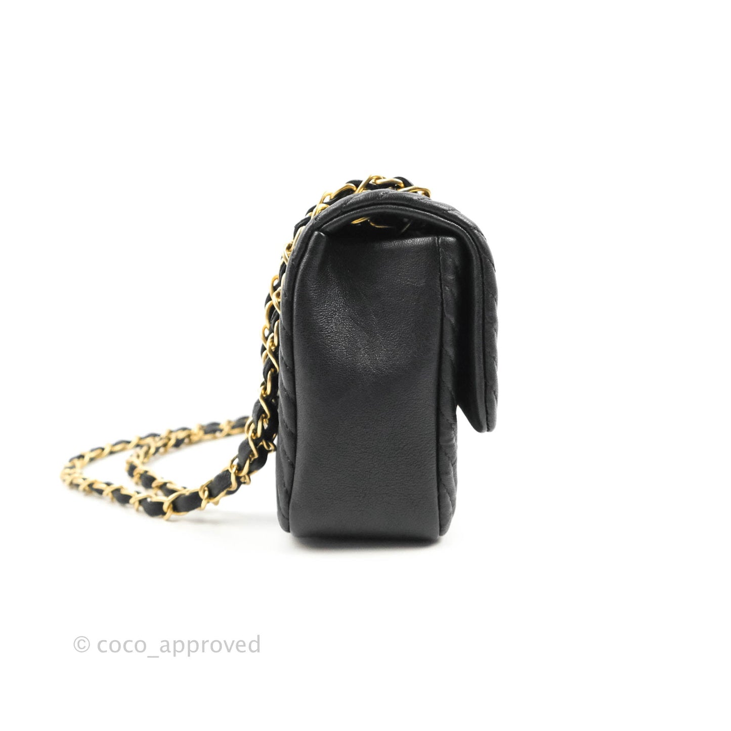 Chanel Medium Chevron Surpique Flap Black Calfskin Aged Gold Hardware