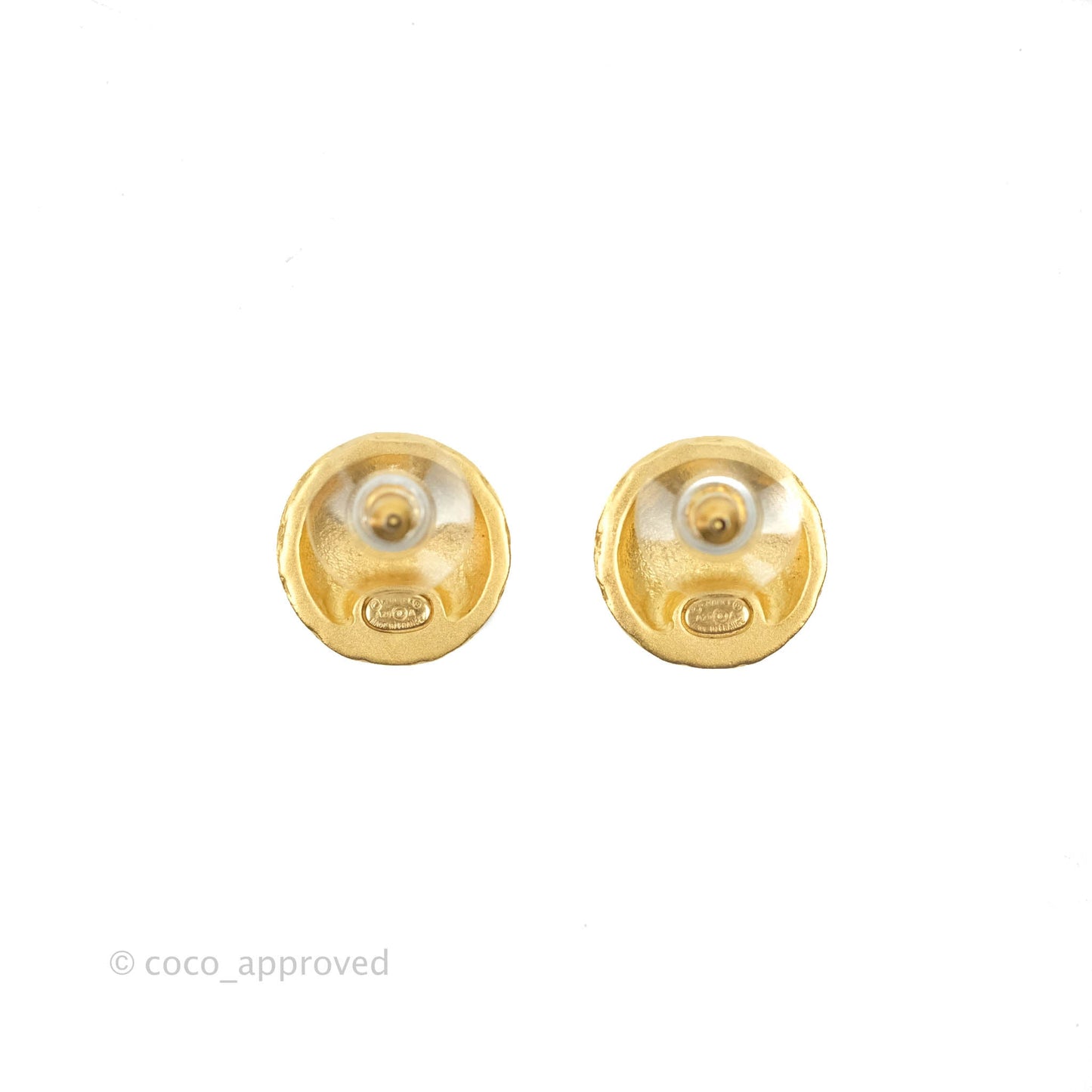 Chanel CC Button Gold Stud Earrings 20A