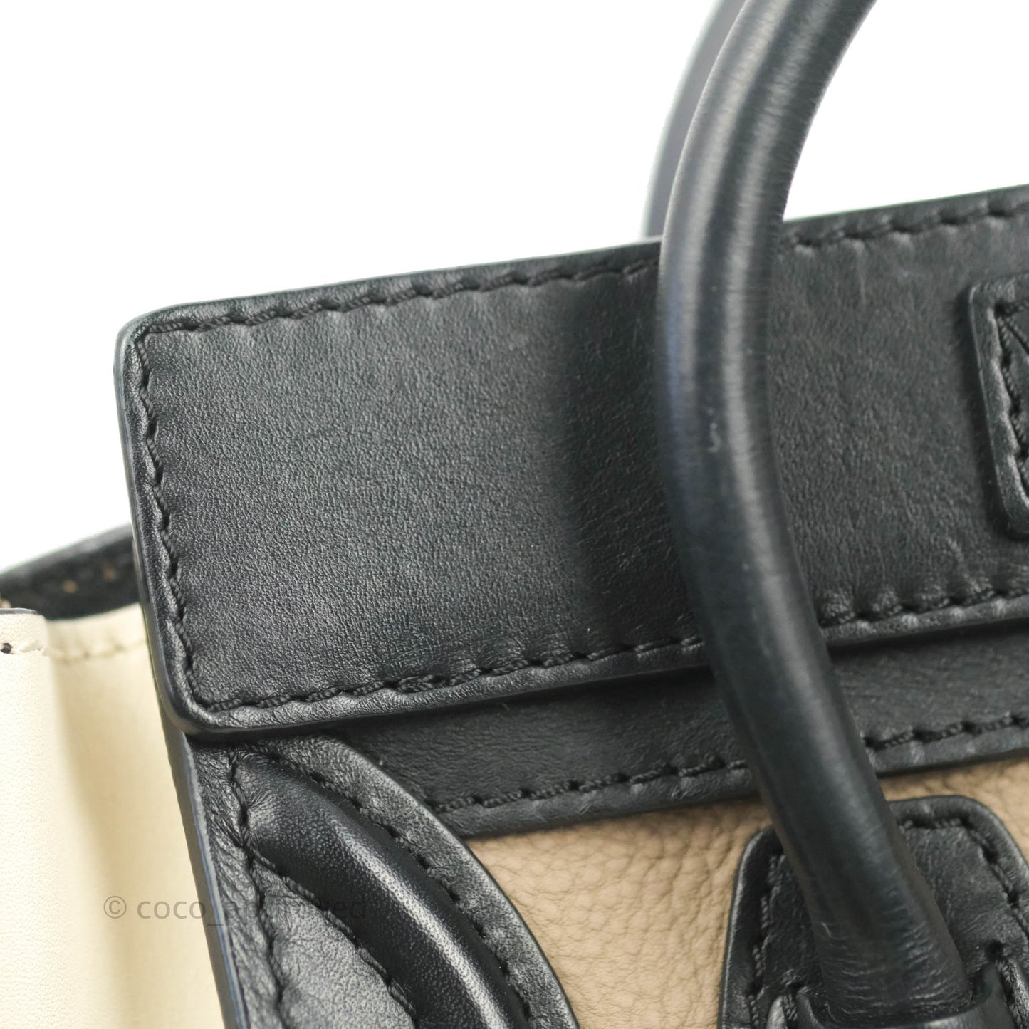 Celine Nano Luggage Grained Calfskin Gold Hardware White/Black/Beige