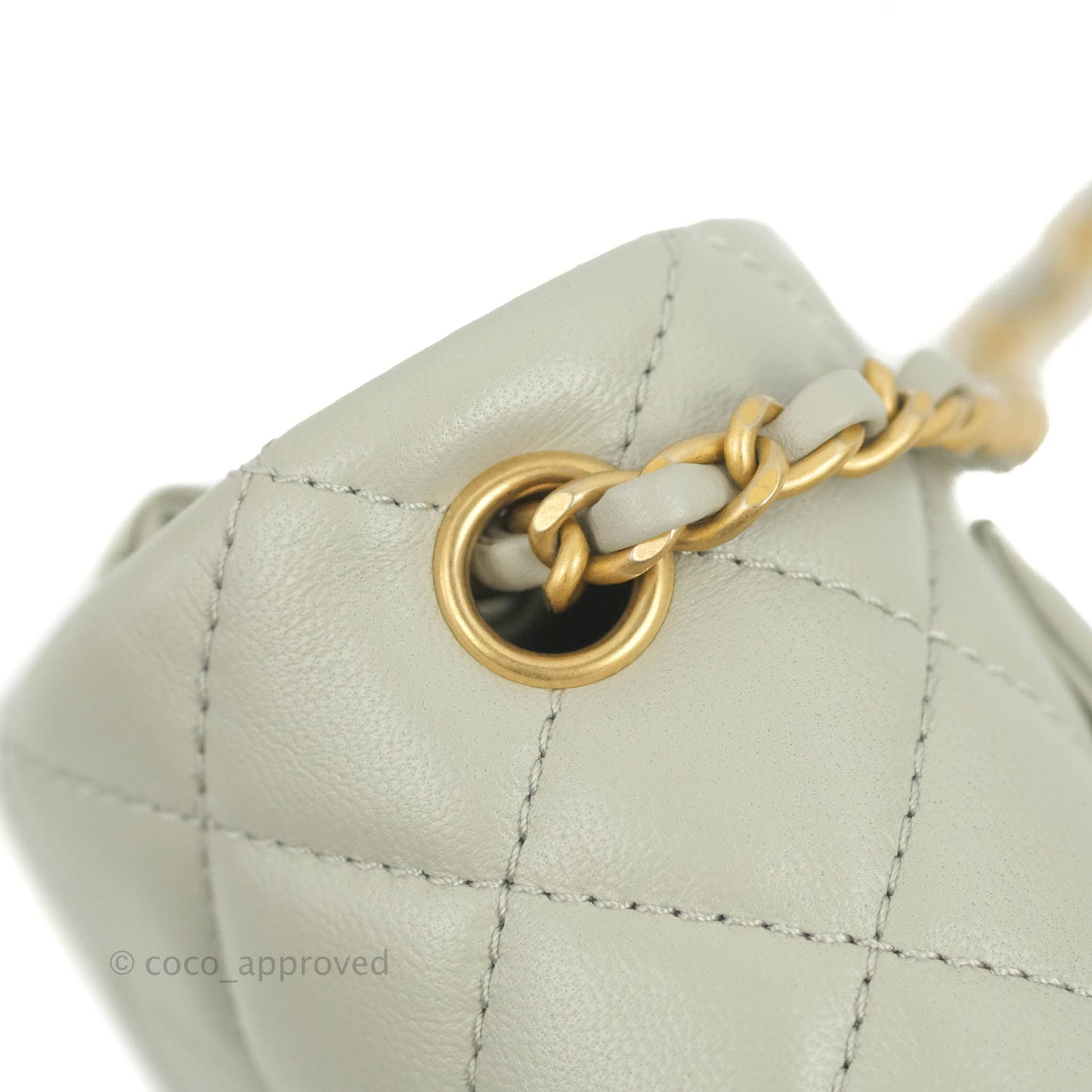 Chanel Mini Rectangular Pearl Crush Quilted Grey Lambskin Aged Gold Hardware 22C