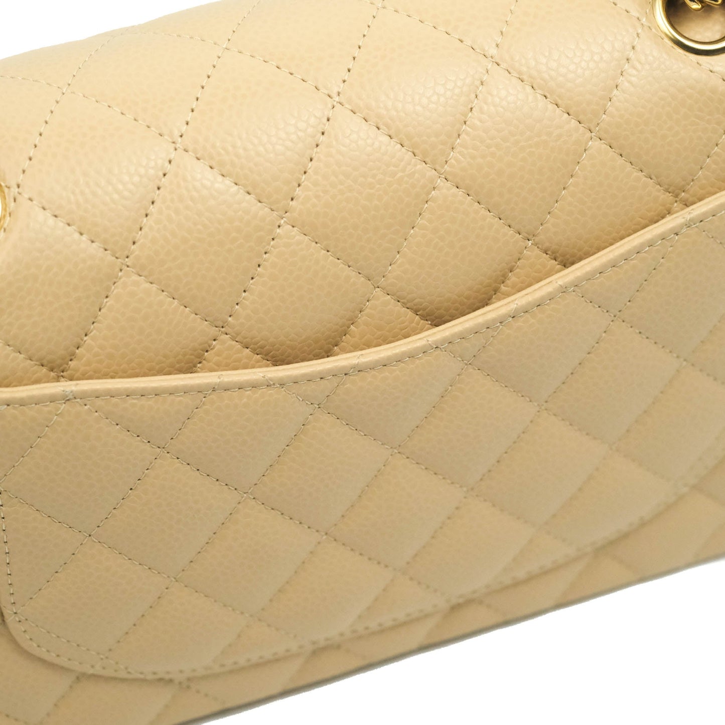 Chanel Small Classic Quilted Flap Beige Caviar Gold Hardware