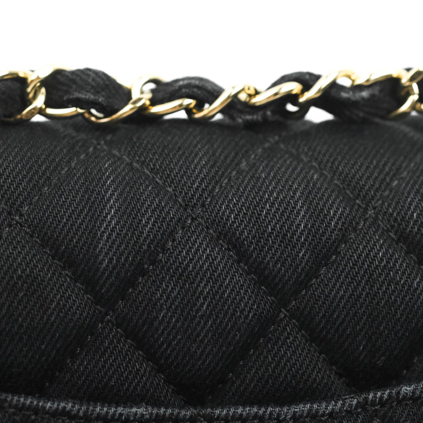 Chanel Classic Mini Rectangular Flap Bag Black Denim Braided Gold Hardware 18A