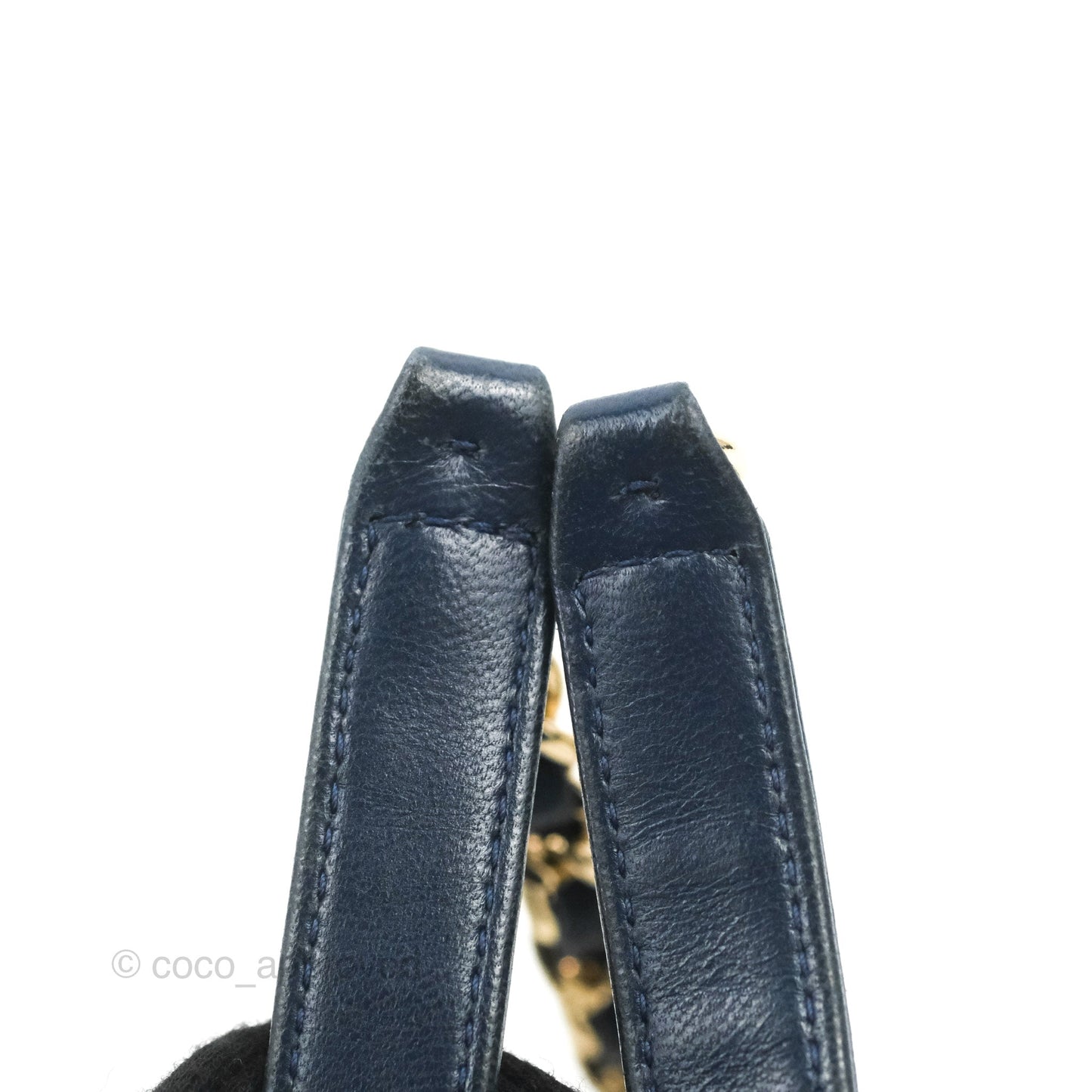 Chanel Square WOC Wallet On Chain Blue Lambskin Chevron Gold Hardware