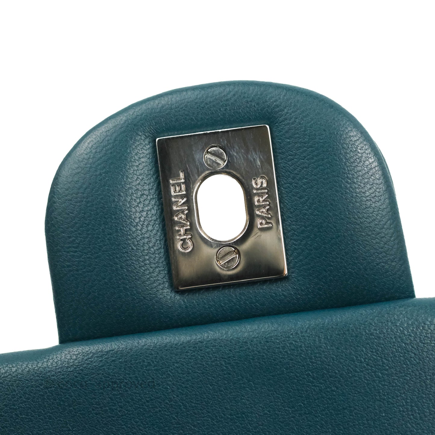 Chanel Quilted Mini Rectangular Flap Teal Lambskin Silver Hardware