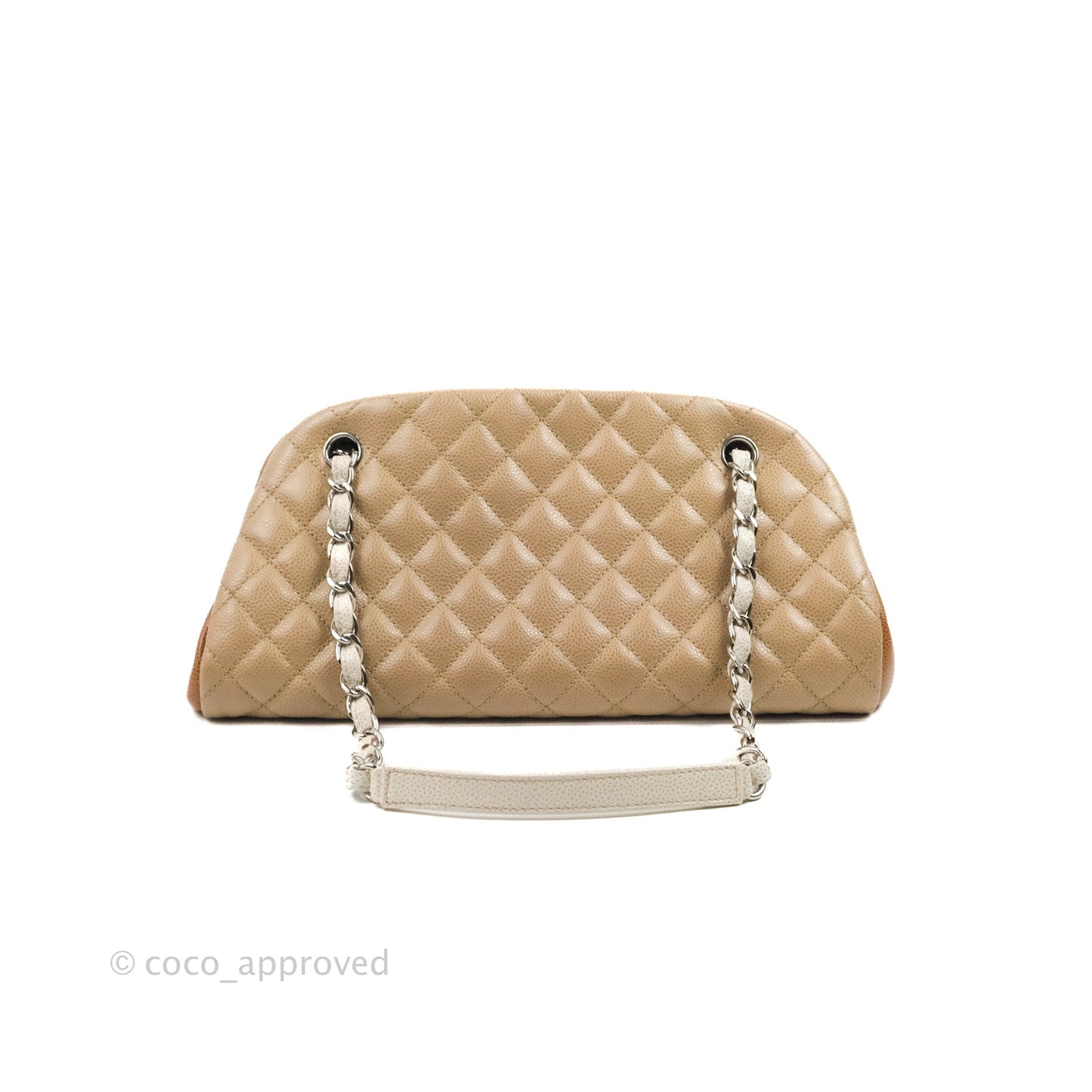 Chanel Medium Mademoiselle Bowling Beige/Brown Caviar Silver Hardware