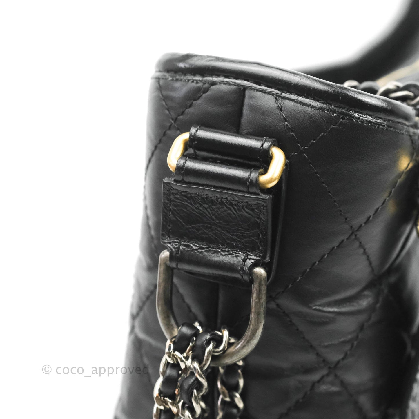 Chanel Quilted Medium Gabrielle Hobo Black Aged Calfskin Mixed Hardware