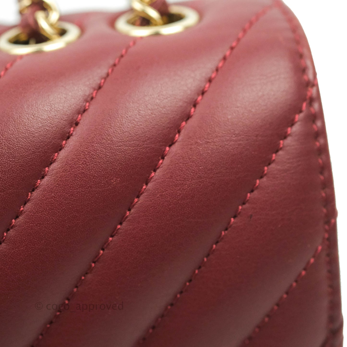 Chanel Small Statement Chevron Flap Bag Burgundy Lambskin Gold Hardware