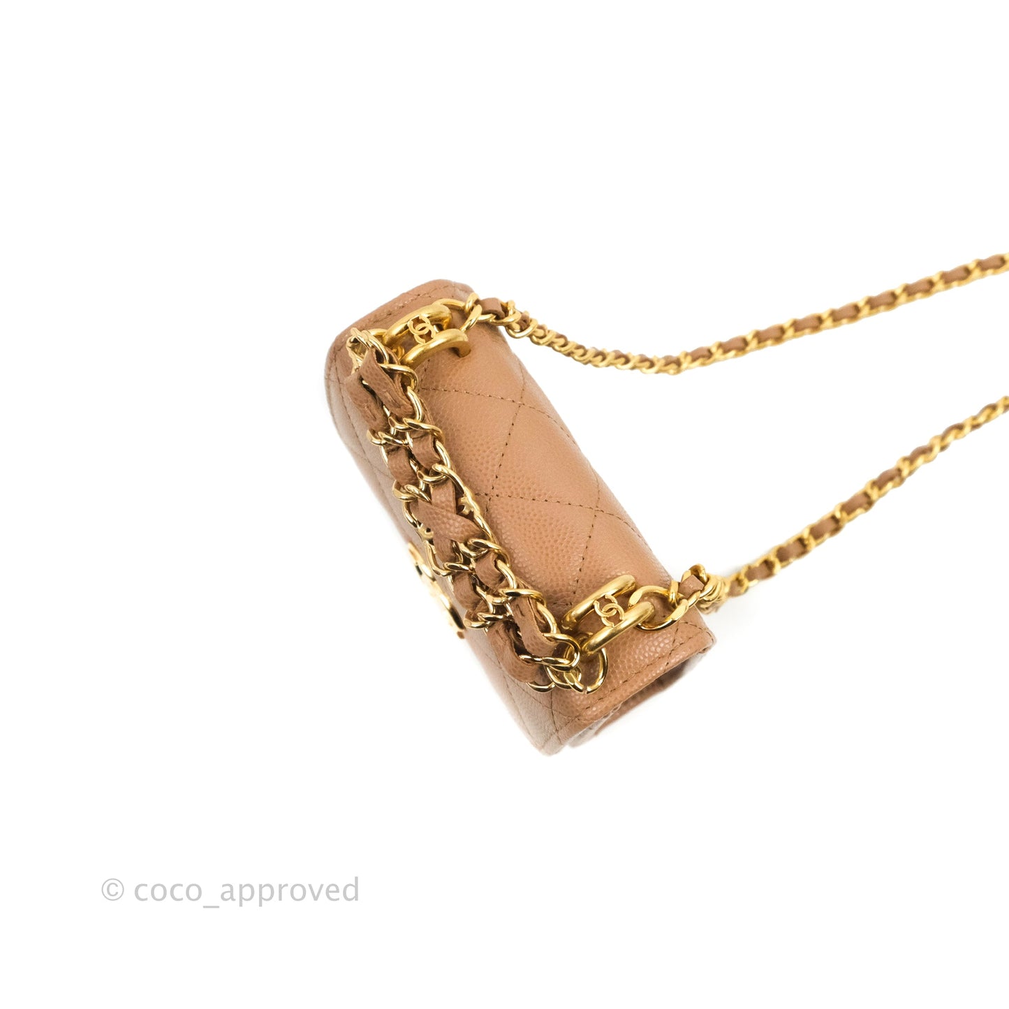 Chanel CC Chain Clutch with Chain Beige Caviar Gold Hardware