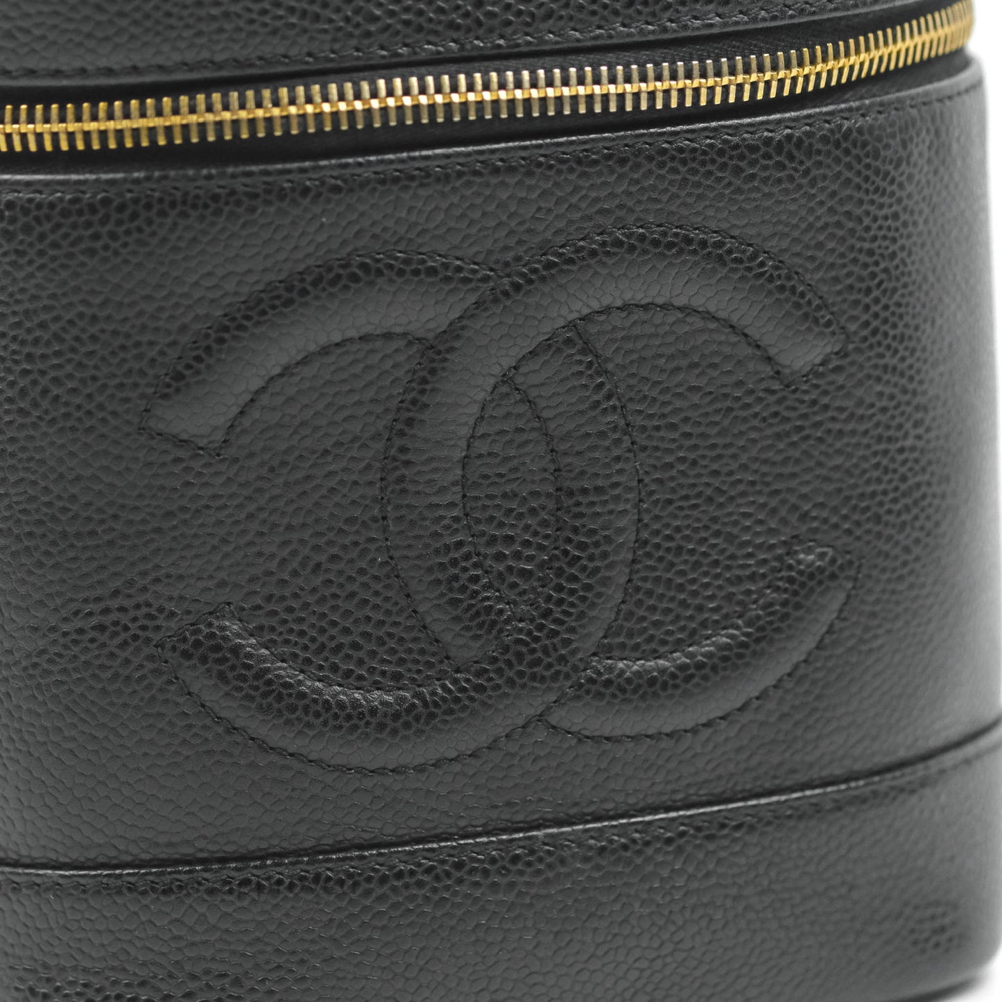 Chanel Vintage Vanity Case Black Caviar Gold Hardware
