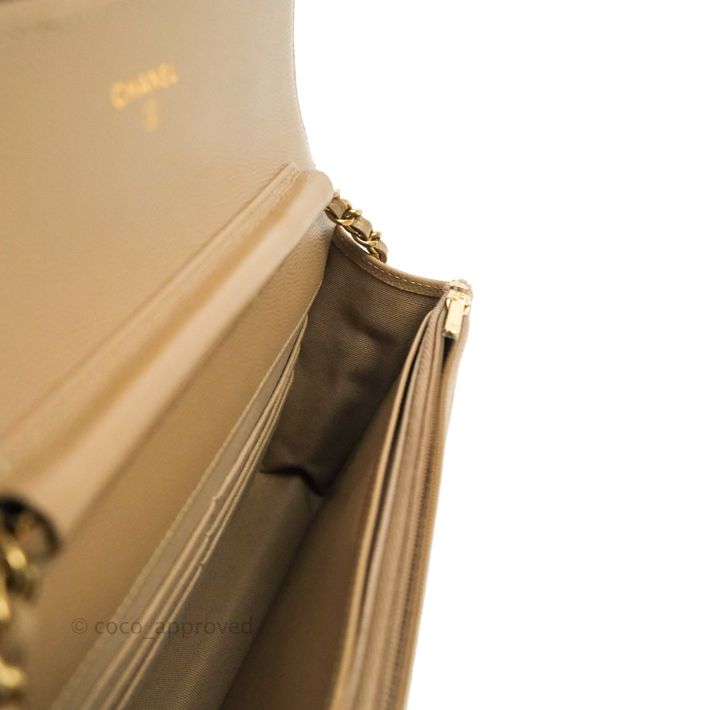 Chanel Quilted Classic WOC Dark Beige Caviar Gold Hardware