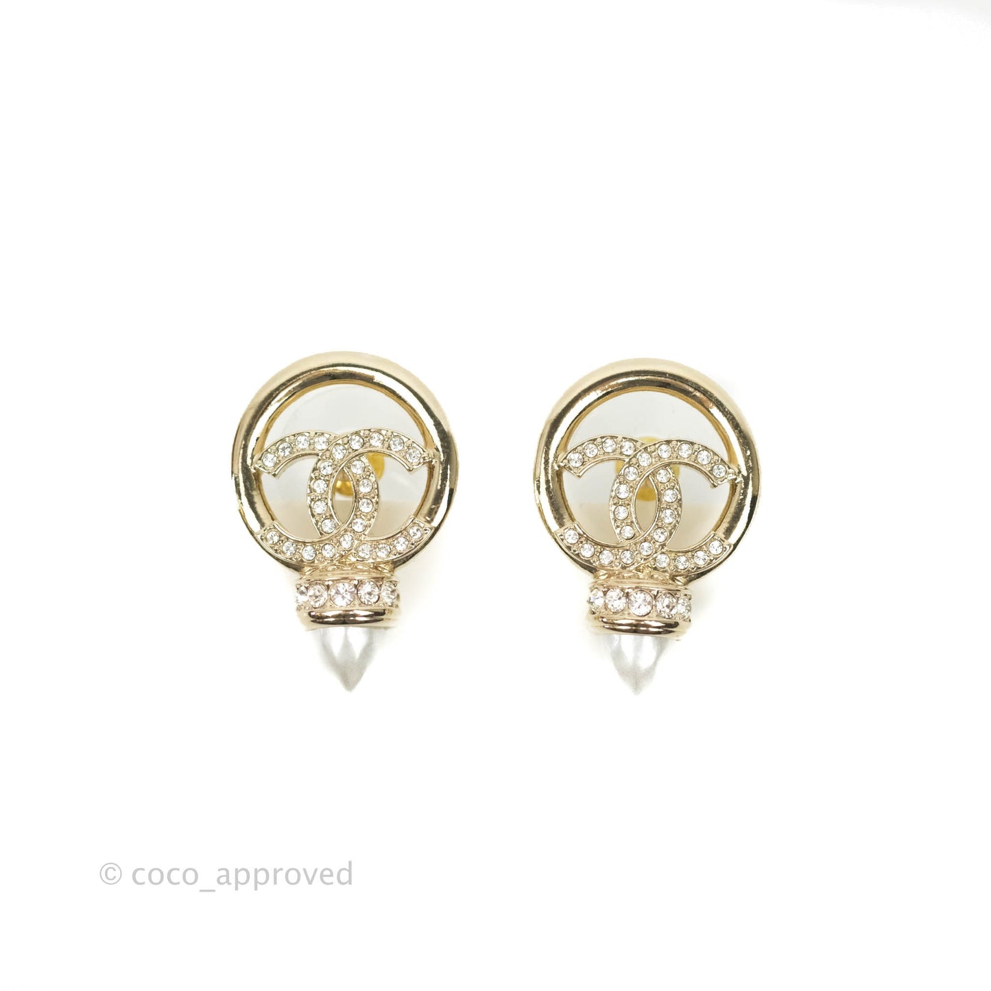 Chanel CC Crystal Pearl Earrings 22C