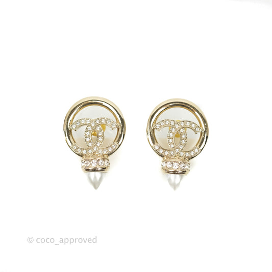 Chanel CC Crystal Pearl Earrings 22C