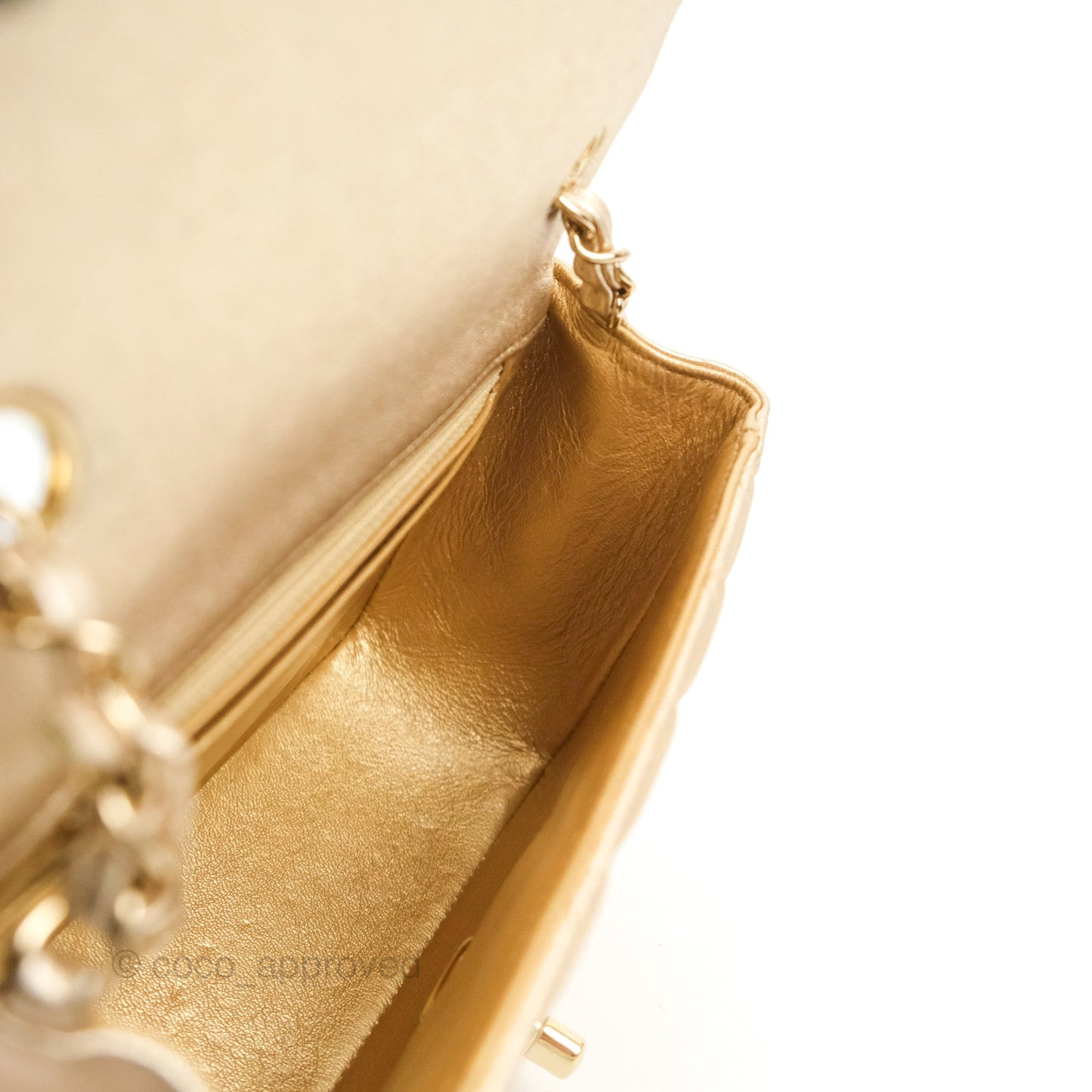 Chanel Quilted Mini Square Iridescent Gold Lambskin Gold Hardware 21P