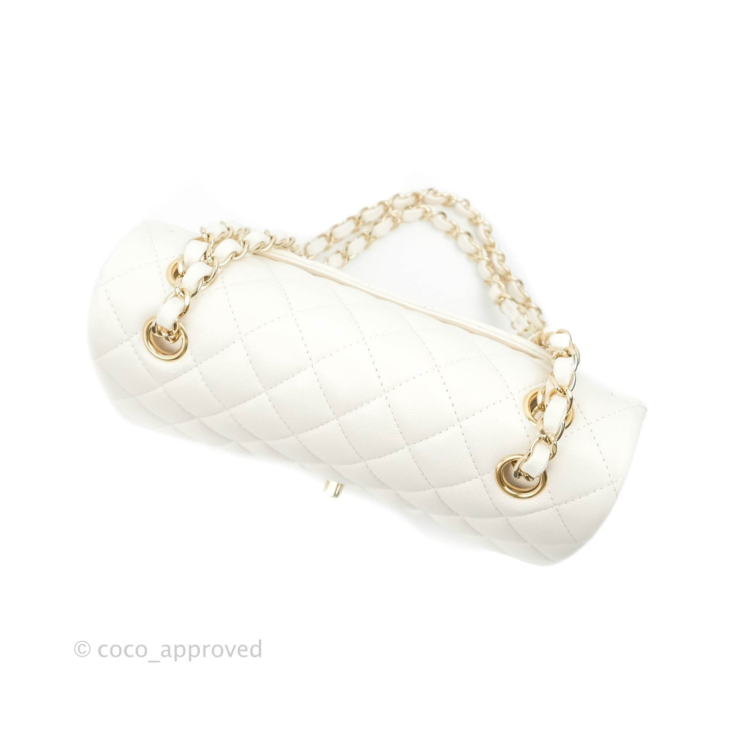 Chanel Classic Small S/M Flap White Caviar Gold Hardware