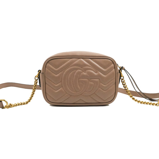 Gucci Mini Matelasse GG Marmont Camera Bag Dusty Pink Calfskin Gold Hardware