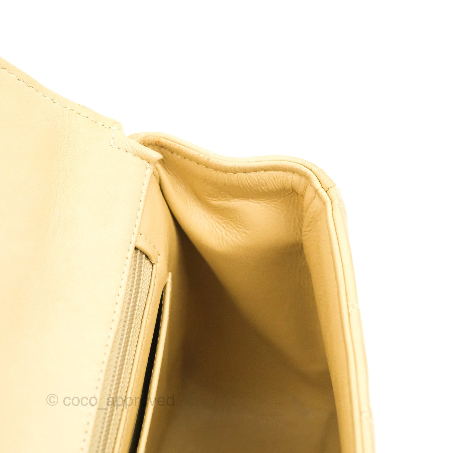 Chanel Vintage Top Handle Flap Bag Beige Lambskin 24K Gold Hardware
