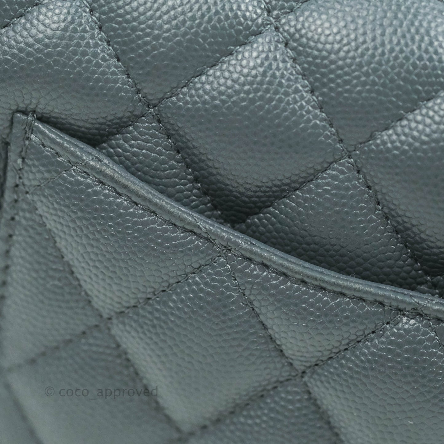 Chanel Quilted Mini Rectangular Flap Grey Caviar Gold Hardware 18B