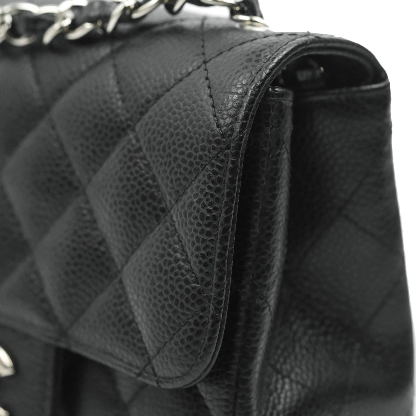 Chanel Mini Square Black Caviar Silver Hardware