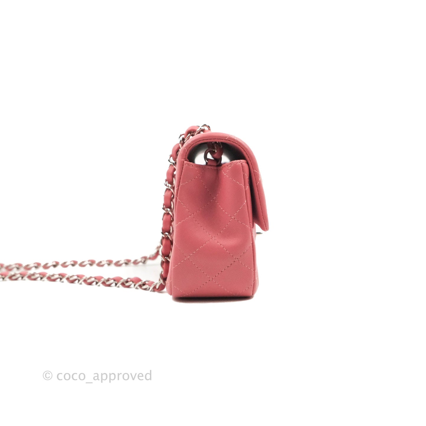 Chanel Quilted Mini Rectangular Flap Pink Lambskin Silver Hardware