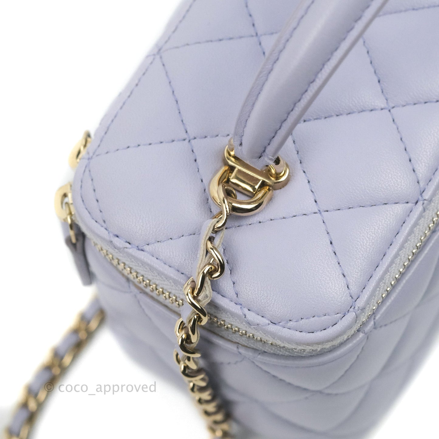 Chanel Vanity Rectangular Top Handle Lilac Lambskin Gold Hardware