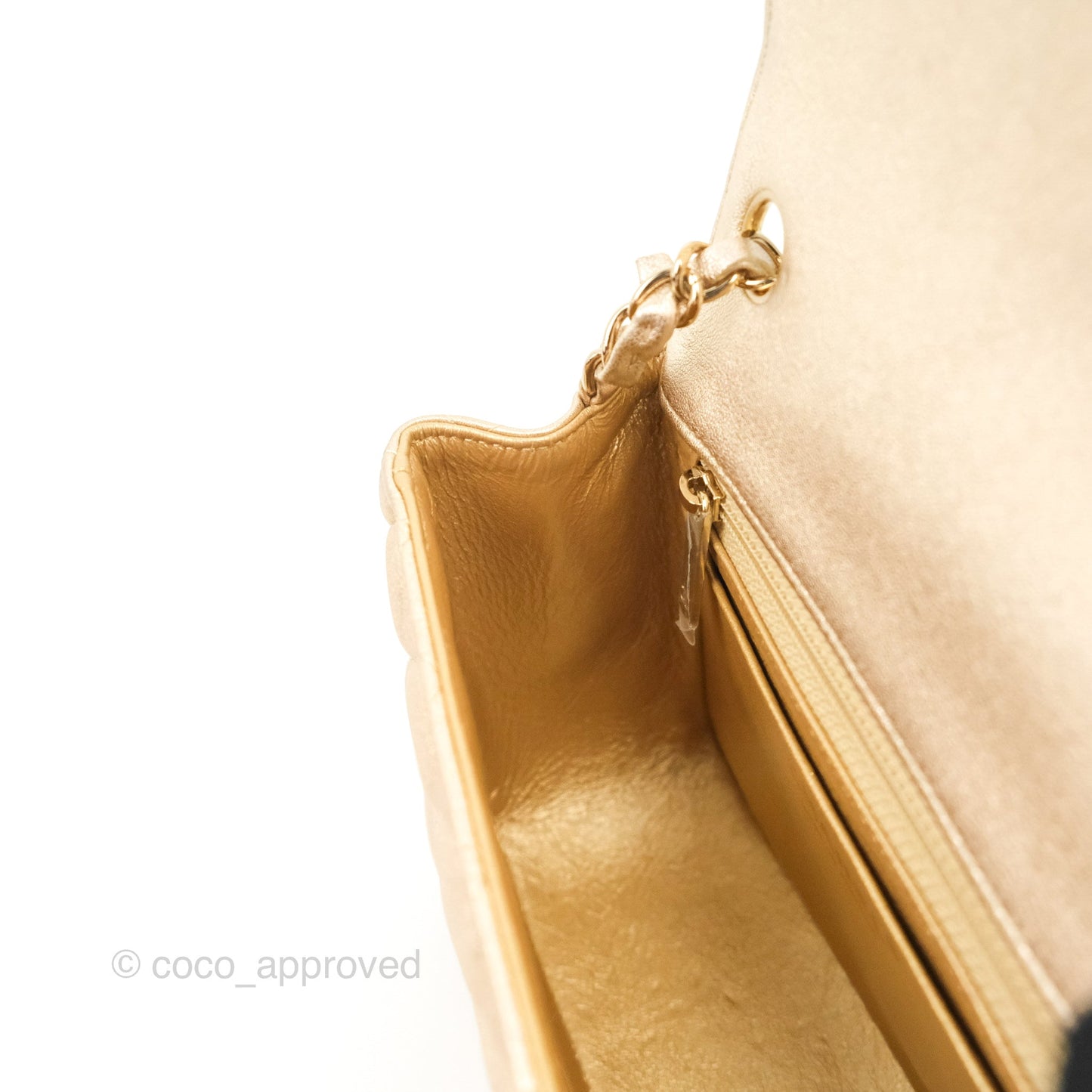 Chanel Quilted Mini Square Iridescent Gold Lambskin Gold Hardware 21P