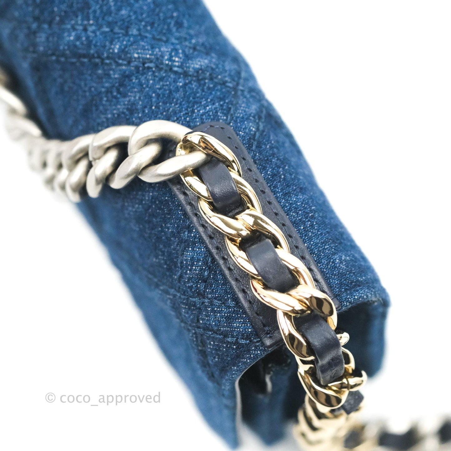 Chanel 19 Wallet on Chain WOC Blue Denim Mixed Hardware
