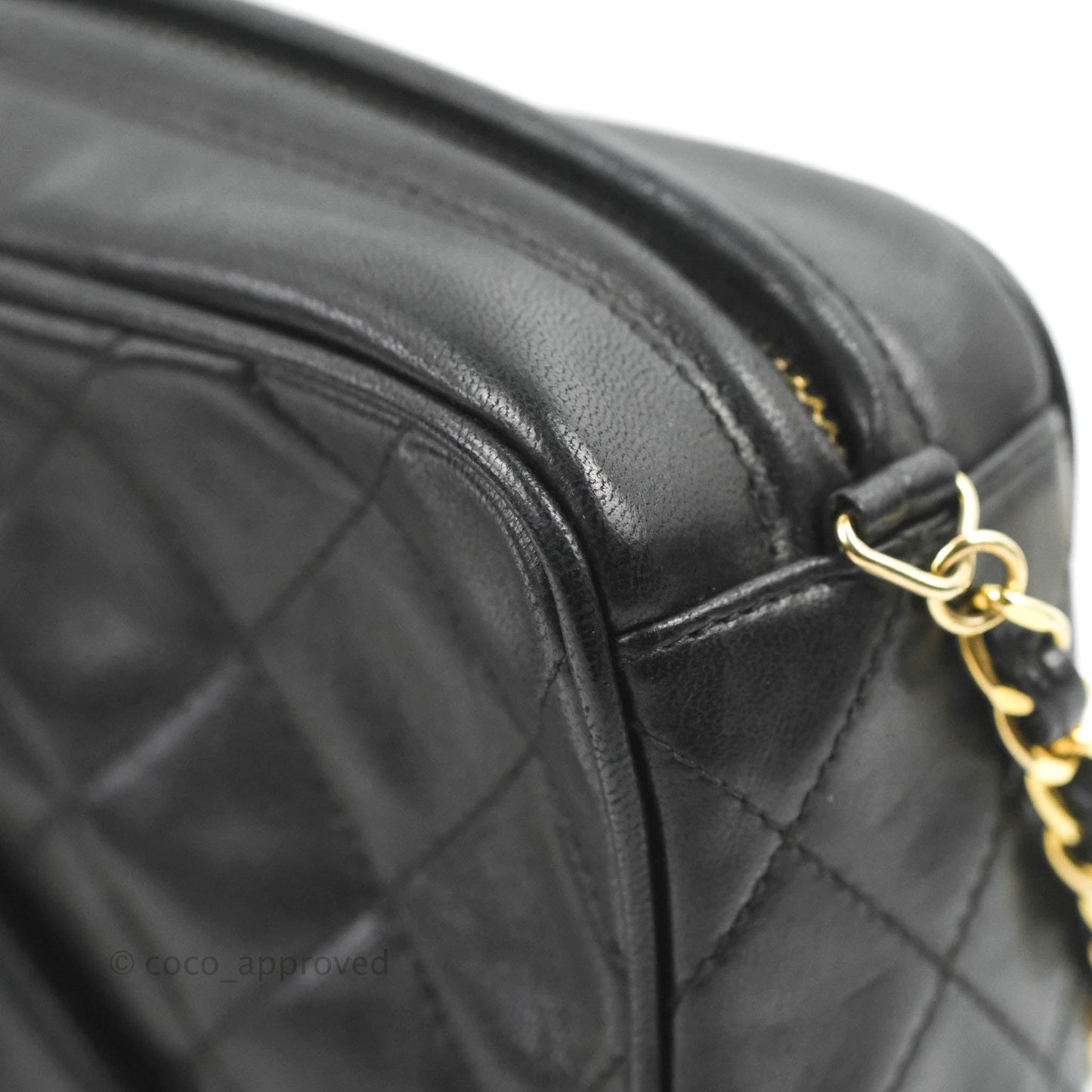Chanel Vintage Small Camera Bag Black Lambskin Gold Hardware