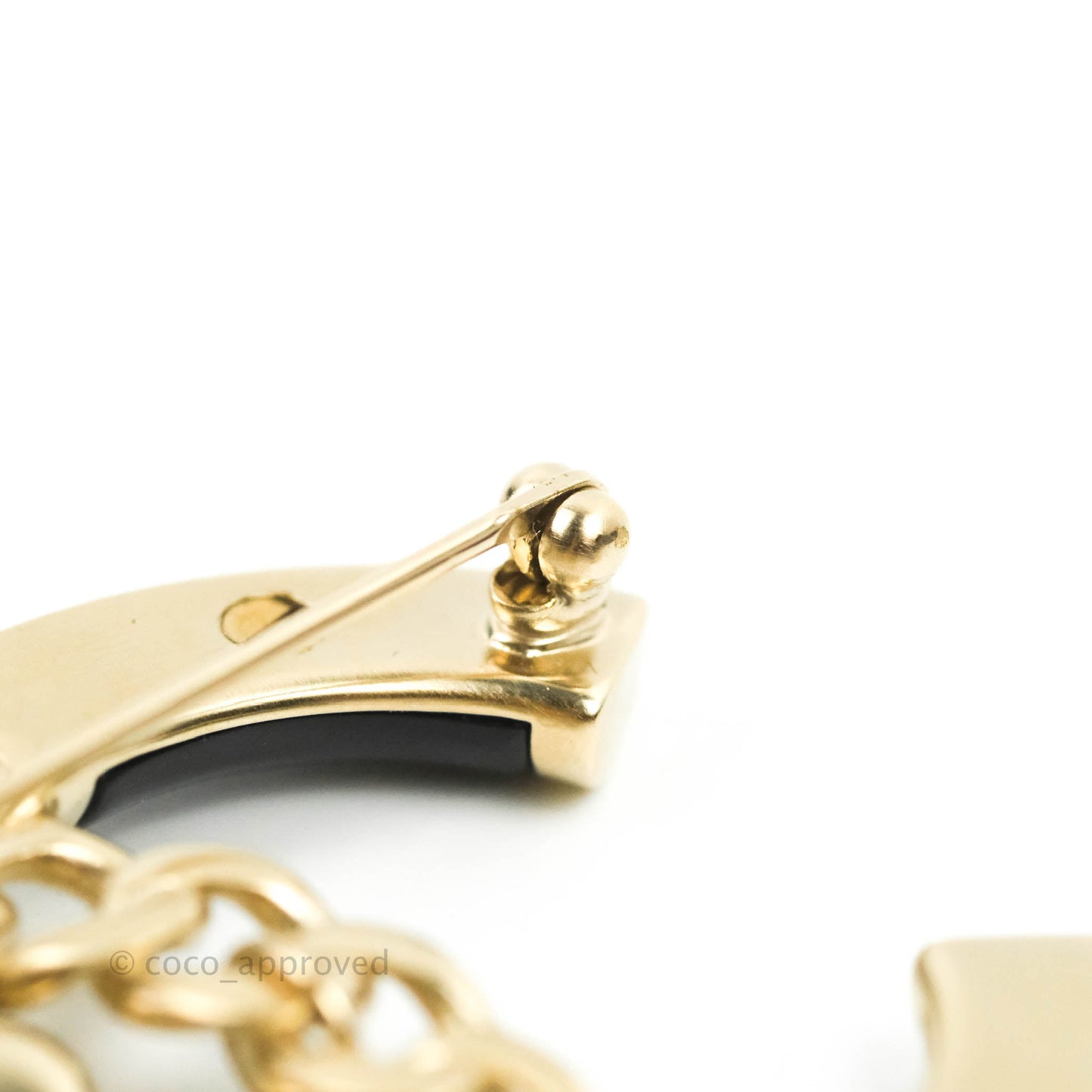Chanel CC Chain Black Brooch Gold Tone 18B