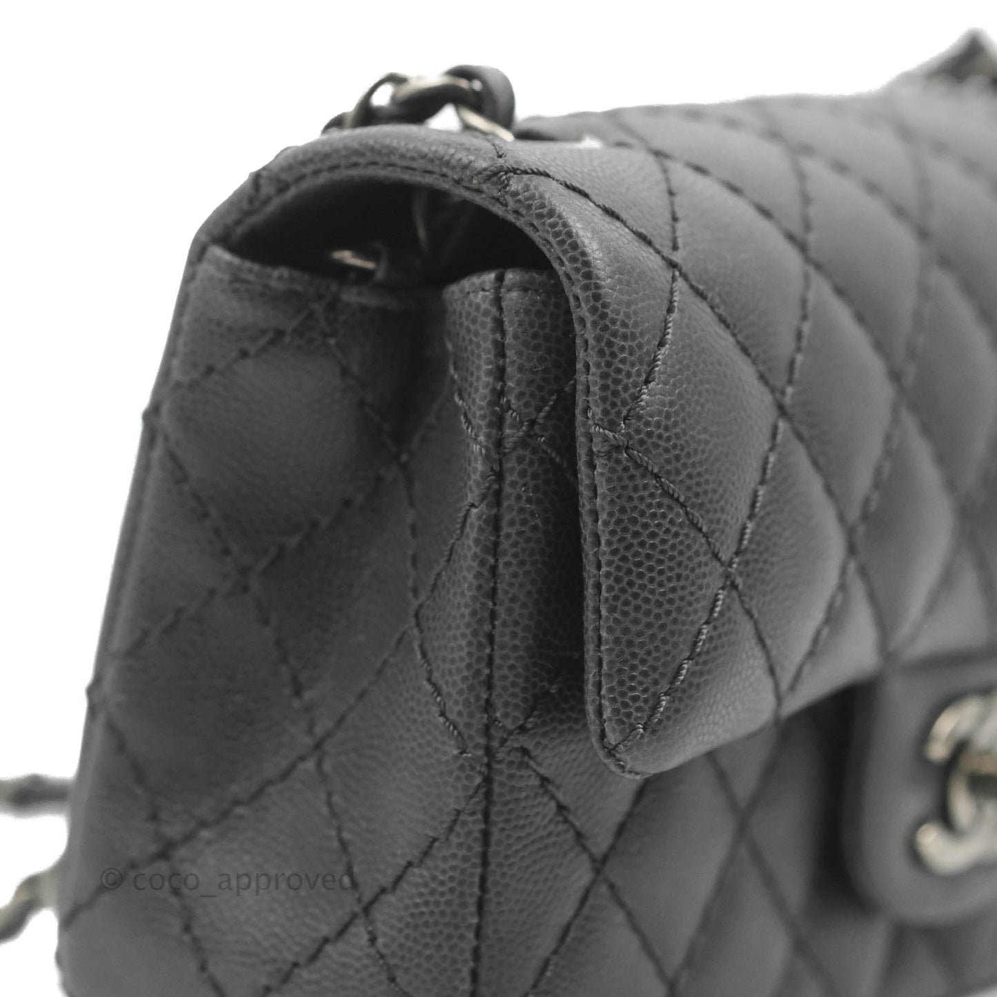 Chanel Quilted Mini Rectangular Dark Grey Caviar Ruthenium Hardware