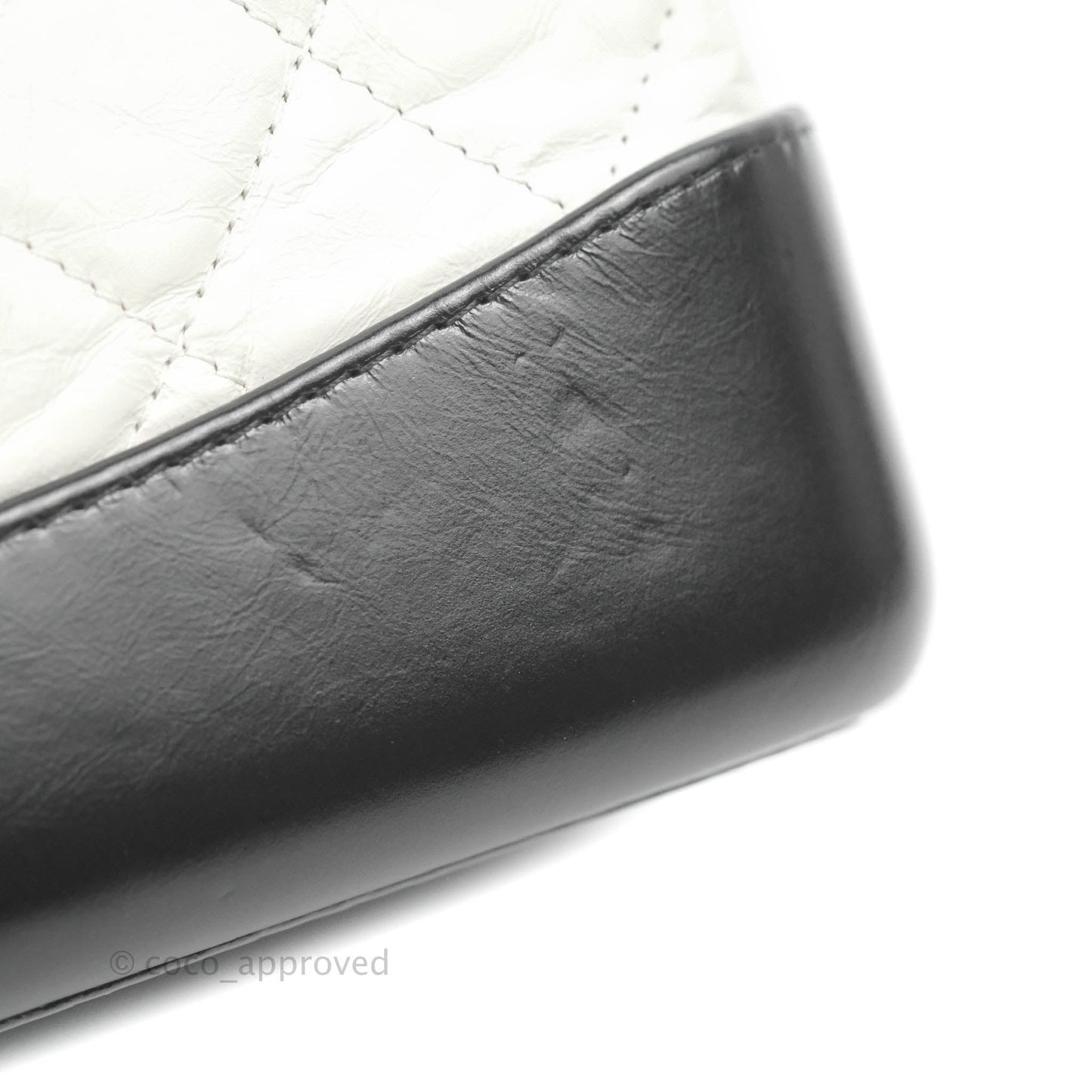 Chanel Small Gabrielle Backpack White Black Aged Calfskin