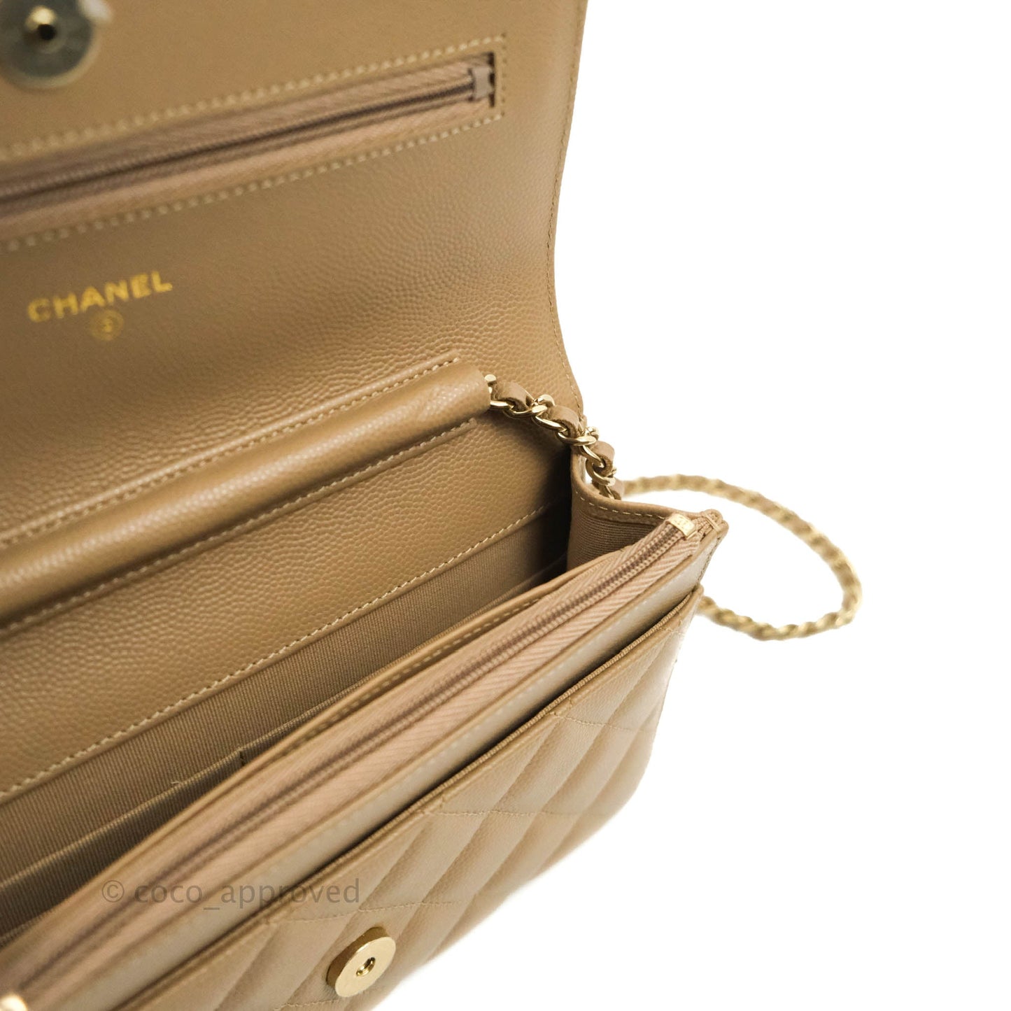 Chanel Quilted Classic WOC Dark Beige Caviar Gold Hardware