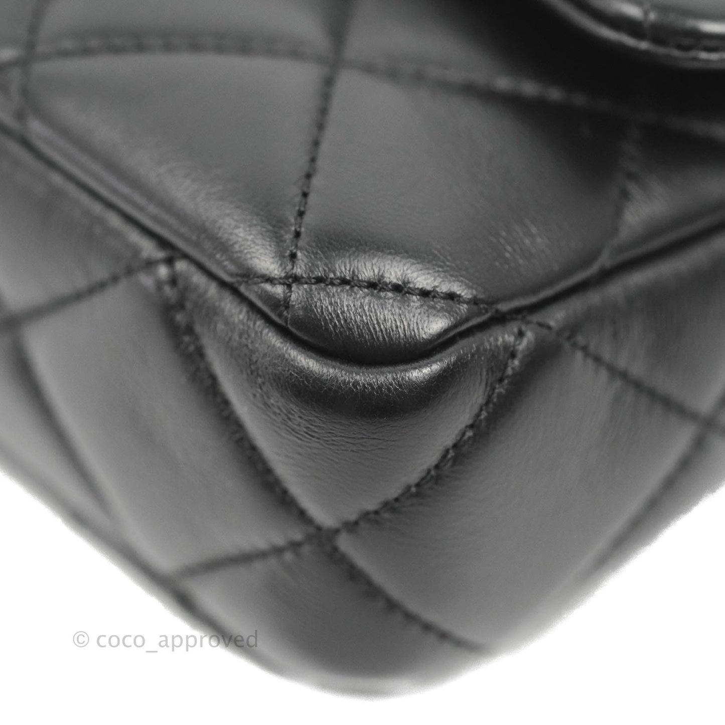 Chanel Quilted Pending CC Enamel Mini Square Flap Black Lambskin Aged Gold Hardware 22P