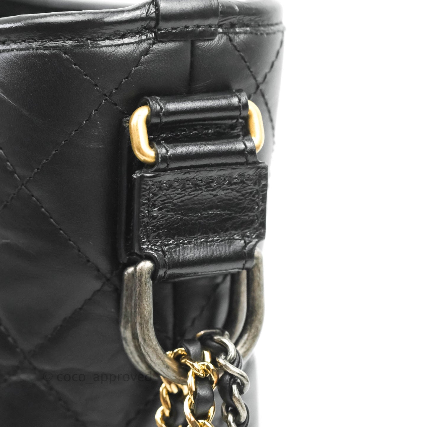 Chanel Quilted Medium Gabrielle Hobo Black Aged Calfskin Mixed Hardware