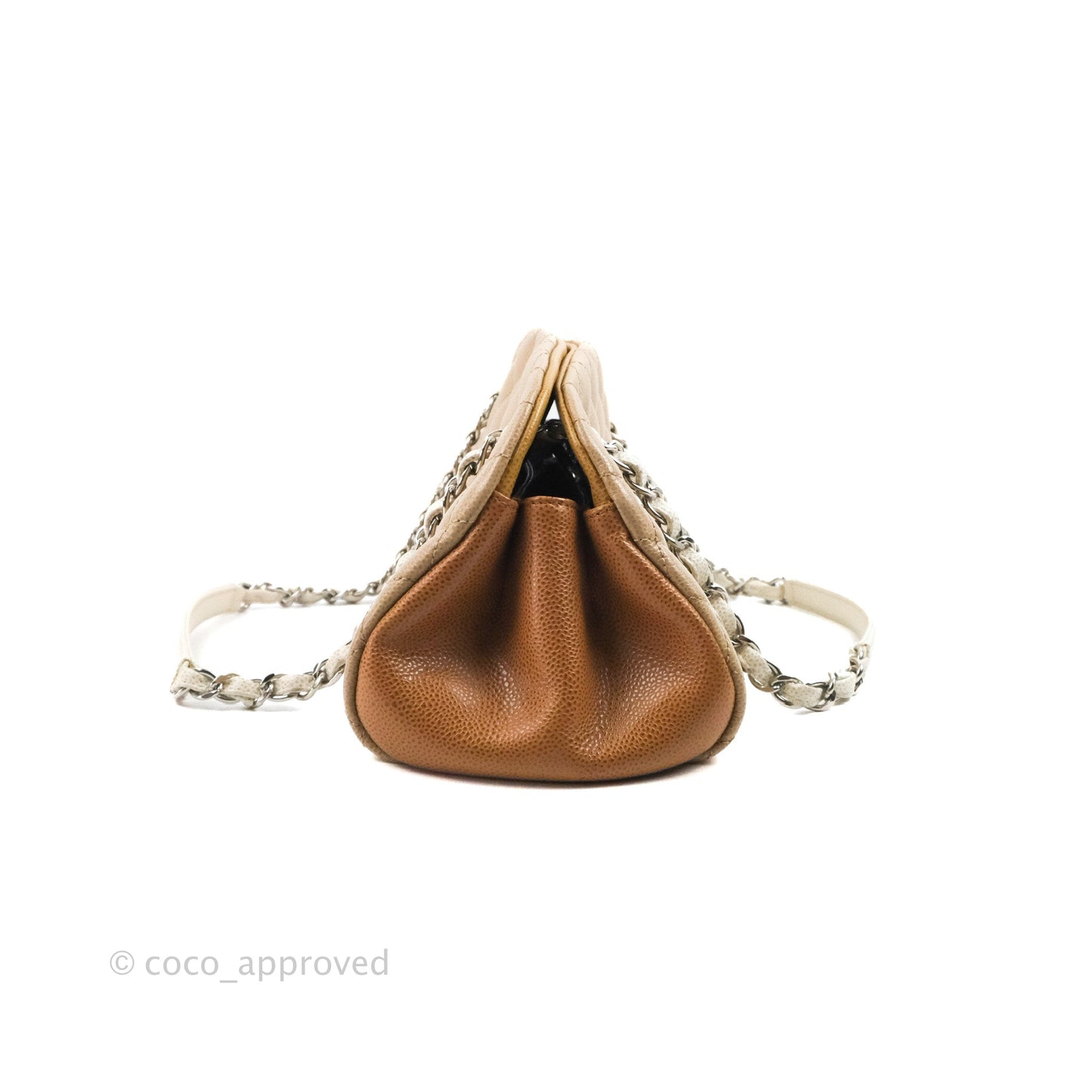 Chanel Medium Mademoiselle Bowling Beige/Brown Caviar Silver Hardware