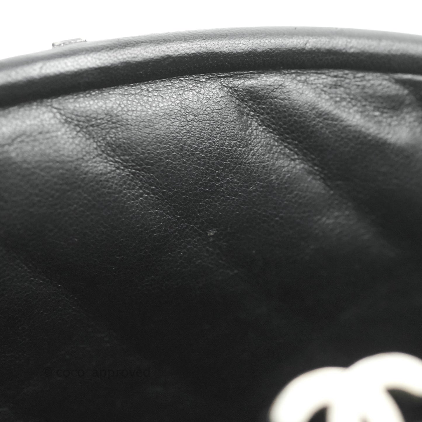 Chanel Quilted Timeless Kisslock Clutch Black Lambskin Silver Hardware
