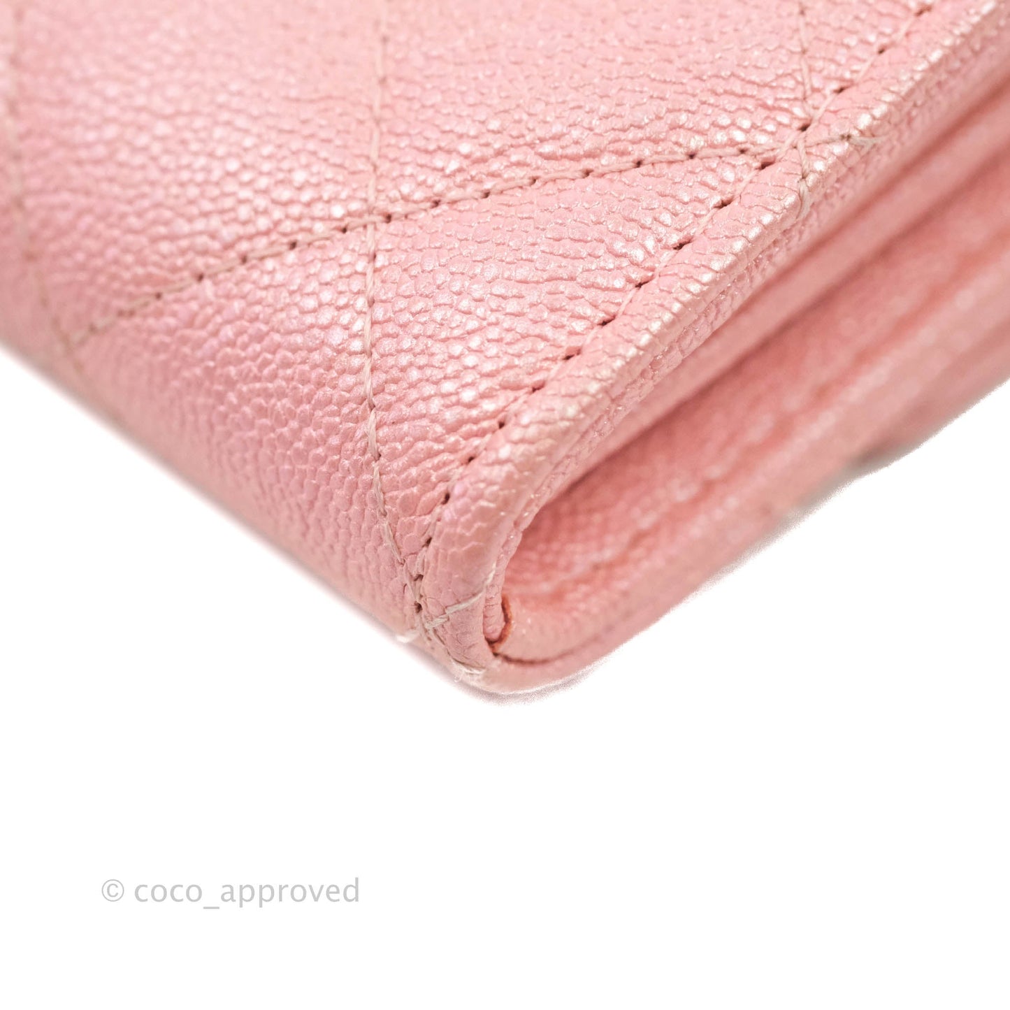 Chanel Mini Quilted Wallet On Chain WOC Caviar Iridescent Pink Gold Hardware 19S
