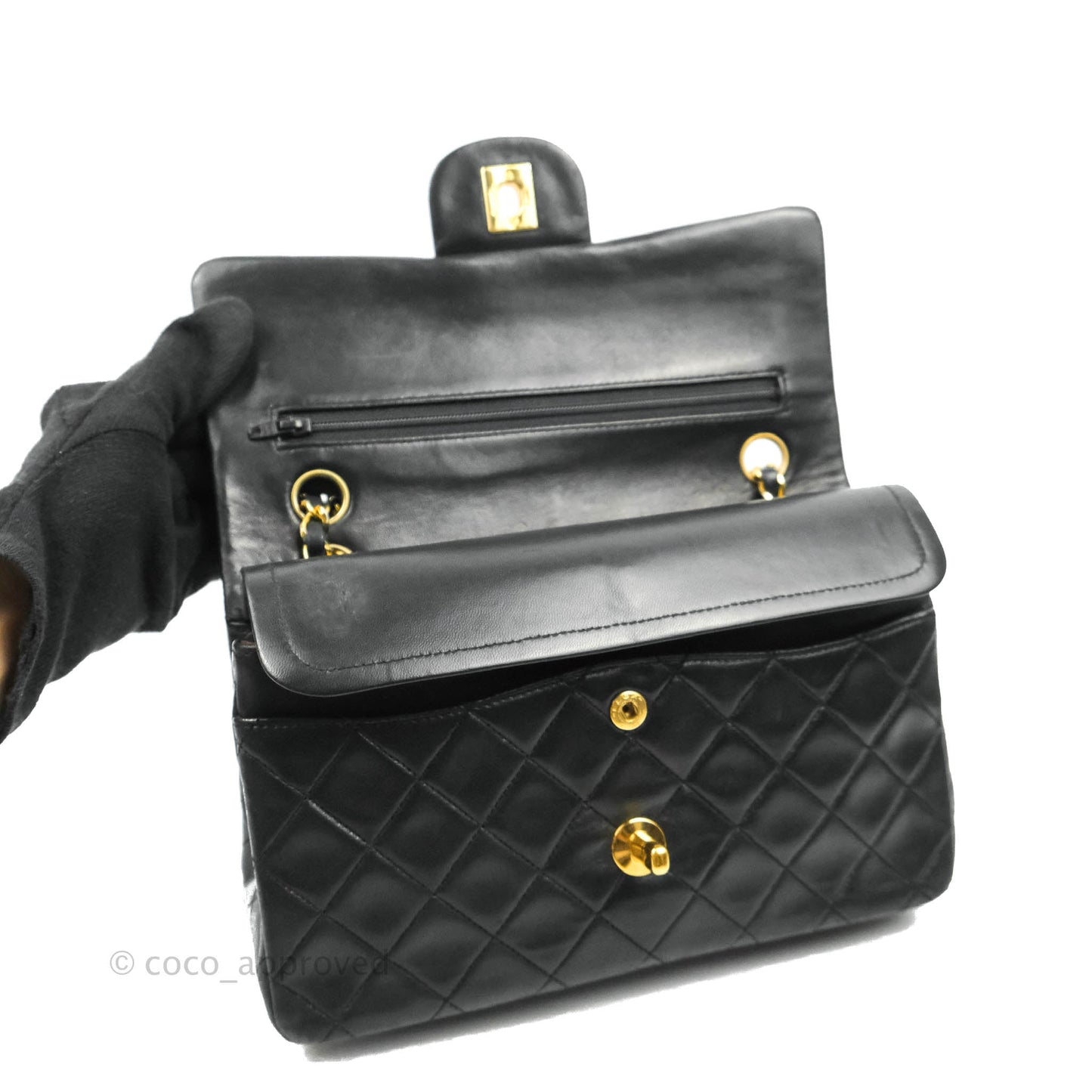 Chanel Vintage Classic Small S/M Flap Black Lambskin 24K Gold Hardware