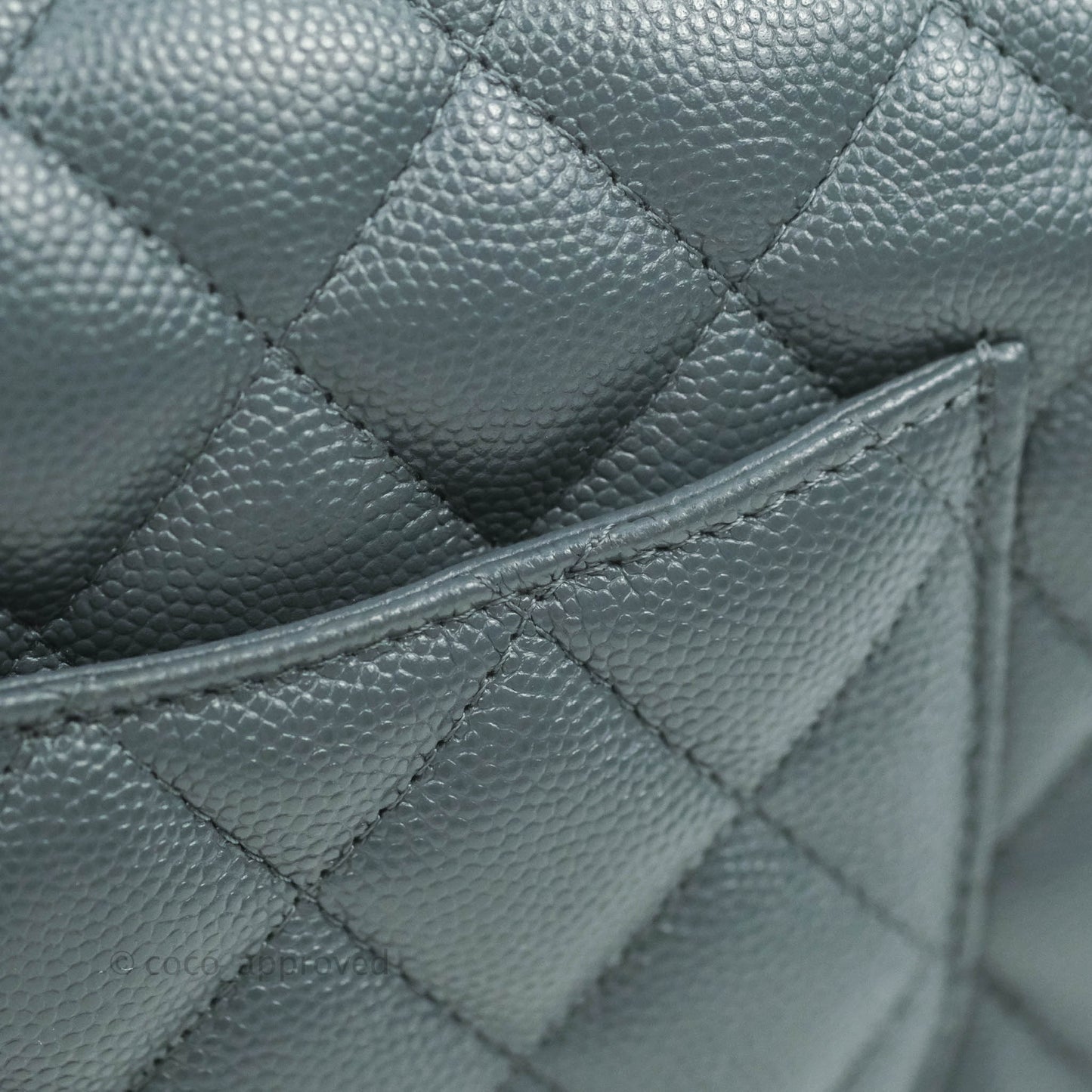 Chanel Quilted Mini Rectangular Flap Grey Caviar Gold Hardware 18B