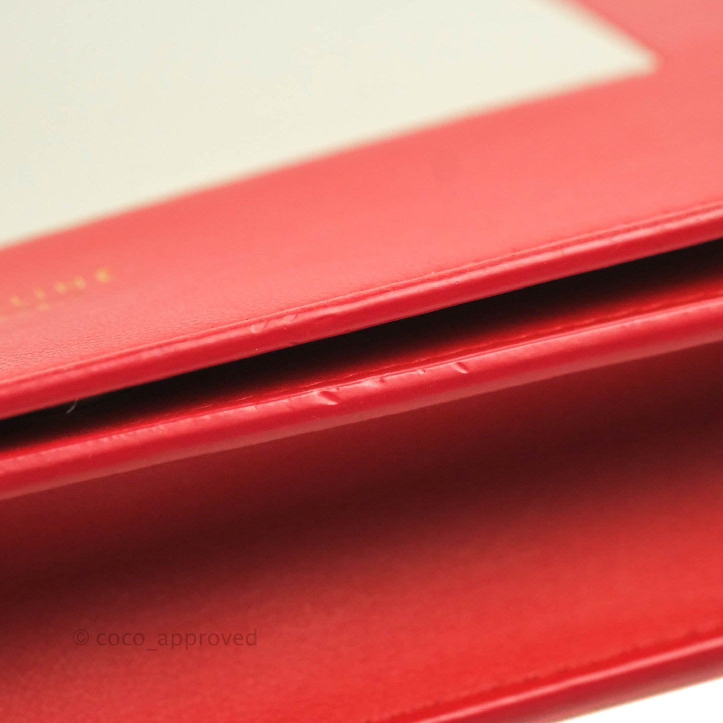 Celine Frame Evening Chain Clutch Ivory Red Smooth Lambskin Gold Hardware