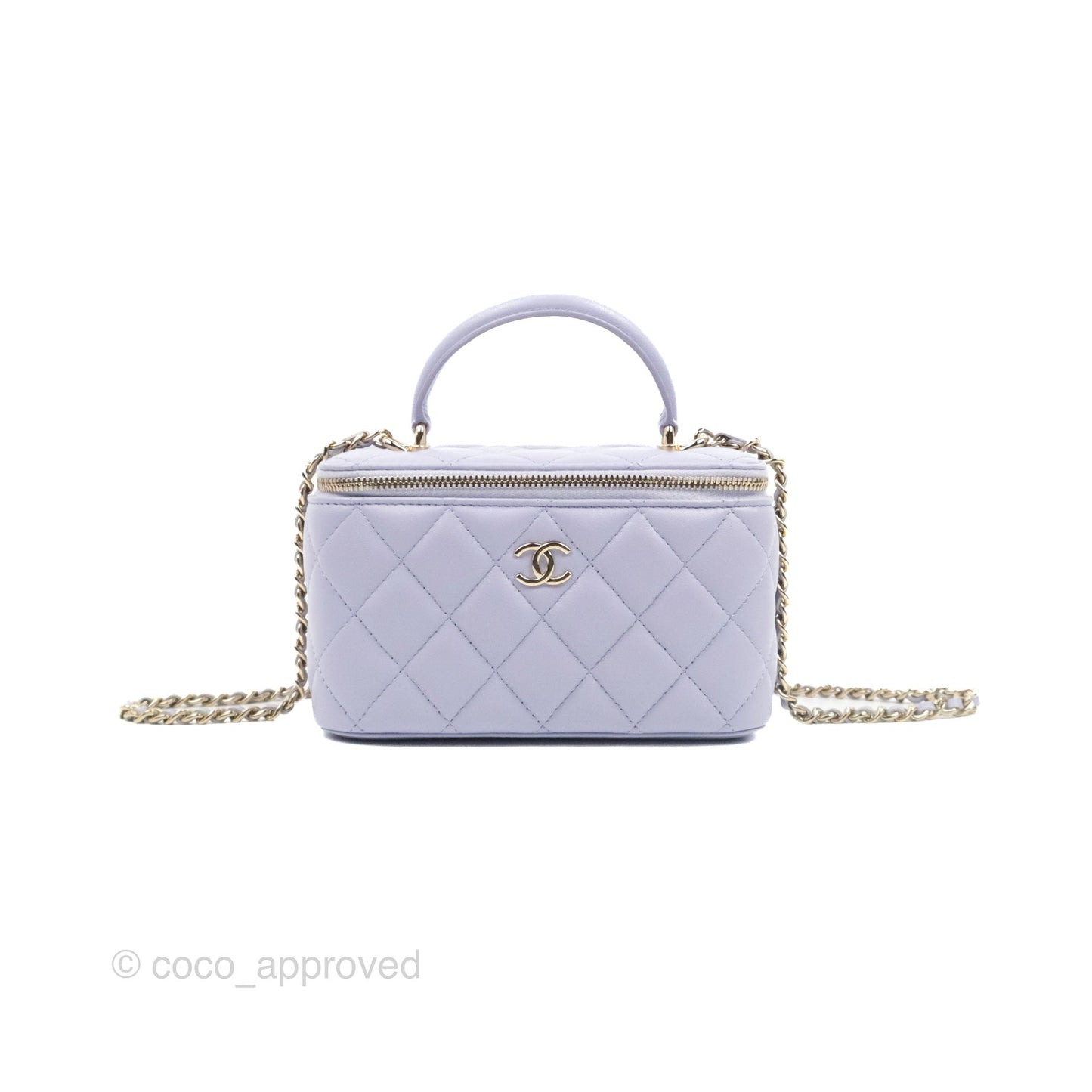 Chanel Vanity Rectangular Top Handle Lilac Lambskin Gold Hardware