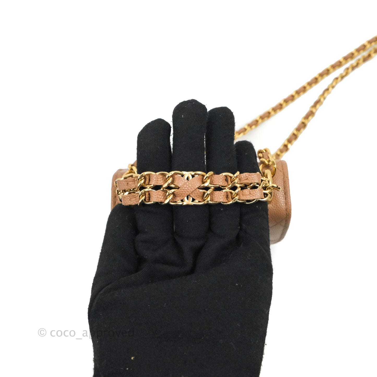 Chanel CC Chain Clutch with Chain Beige Caviar Gold Hardware