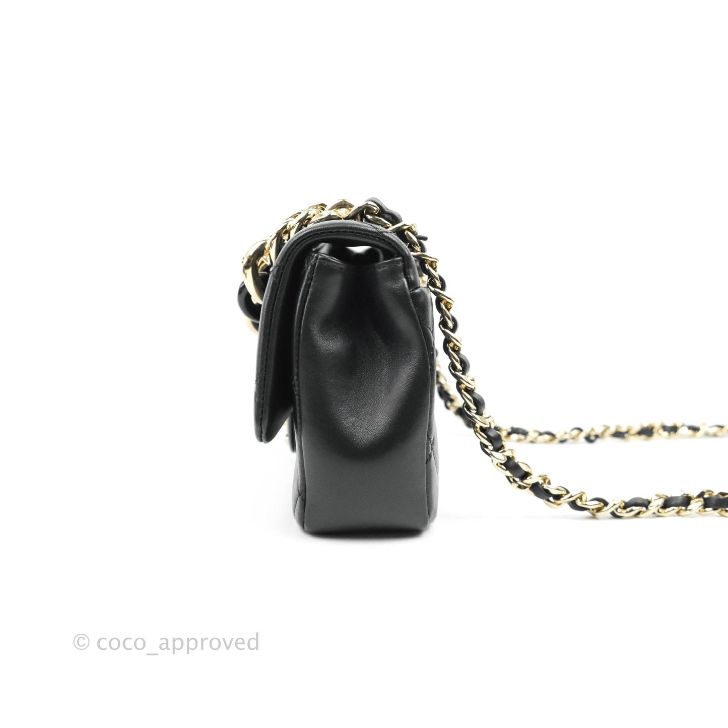 Chanel Quilted Large Resin Bi-Color Chain Flap Bag Black Lambskin