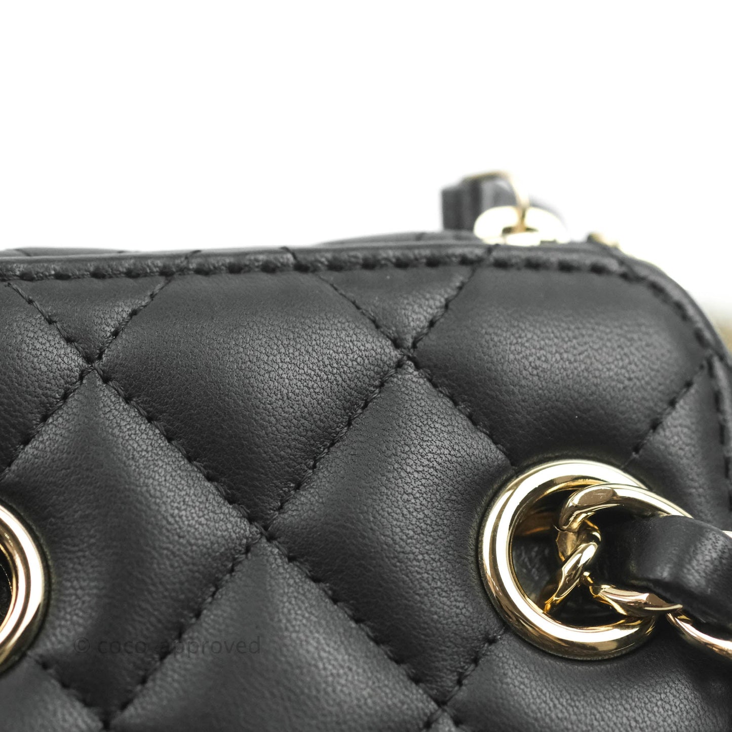Chanel Mini Vanity With Chain Black Lambskin Crochet Gold Hardware